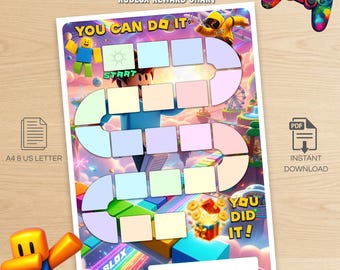 Tabla de recompensas de Roblox para imprimir / Rastreador de comportamiento y tareas para niños (tamaño A4) / Tabla de motivación para videojuegos / Descarga instantánea