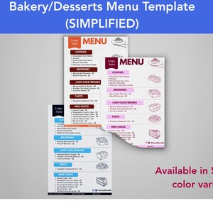 Editable Bakery Menu Template: Canva Dessert & Cafe Design (digital ...