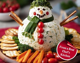 Snowman Cheese Ball Appetizer Recipe PDF (Printable Holiday Party Snack)