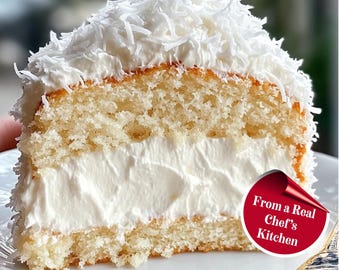 Receta de pastel de coco artesanal (PDF) / Pastel de capas esponjoso / Descarga digital de repostería