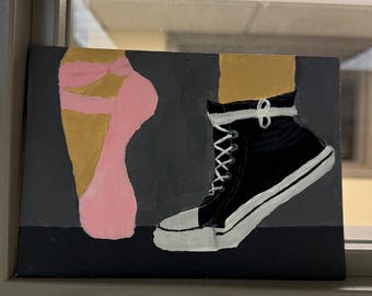 The Pointe of Rebellion – Ballet Pointe Shoe and Sneaker Contrast Painting