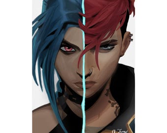 Vi and Jinx Arcane Poster: League of Legends Gaming Room Wall Art