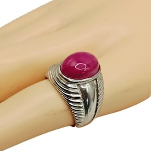 Natural Pink Ruby Ring | Sterling Silver Thai Handmade Jewelry, Size 9