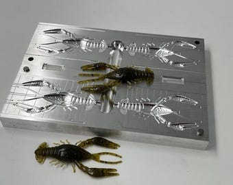 Bulk Plastic Baits - 3.75" Real Craw 2 Cavity Soft Plastic Aluminum Mold Made IN USA