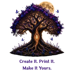 amethyst golden moon tree png bundle tree of life clipart digital download sublimation png transparent background