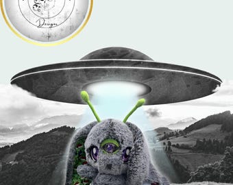 Peluche lapin extraterrestre de Noël