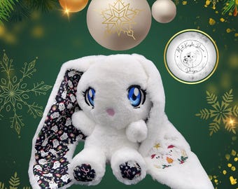 Peluche de conejito fantasma navideño