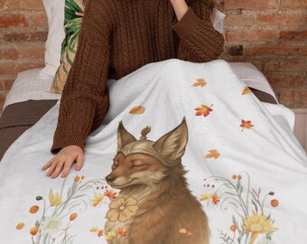 Fox Blanket – Cottagecore Throw – Fall Throw Blanket – Nature Lover Gift – Bloom & Recharge