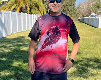 スコーチドICEスポーツグラフィックTシャツ、ホッケーファンTシャツ、スケート愛好家シャツ、ユニセックスカットソートップス、大胆なカラーのステートメントアパレル