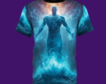 海から昇るタイタン、抽象的なSFグラフィックシャツ、Tシャツ