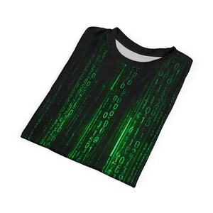Camiseta Matrix Code Rain / Camiseta gráfica Cyberpunk binaria verde / Regalo de ciencia ficción para hackers imagen 10