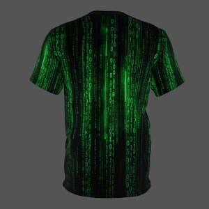 Camiseta Matrix Code Rain / Camiseta gráfica Cyberpunk binaria verde / Regalo de ciencia ficción para hackers imagen 3