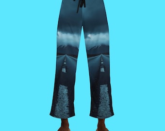 Road Trip Pajama Pants | Mens Polyester Lounge Sleepwear | Graphic Print Fashion