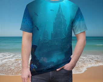 オーシャンマジェスティTシャツ：アトランティスレジェンドノーティカルポリエステルシャツ