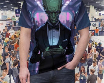 T-shirt coupé-cousu Alien on the Subway | Conception de navetteur de vaisseau spatial de science-fiction