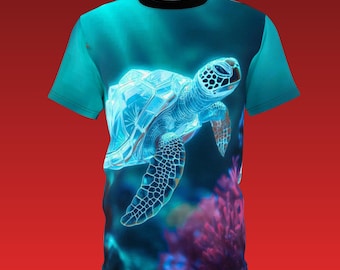クリスタルタートル総柄プリントTシャツ｜亀の甲羅と海のAOP Tシャツ