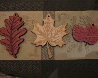 Leaf Ornament Set - Oak Leaf, Maple Leaf and Aspen Leaf