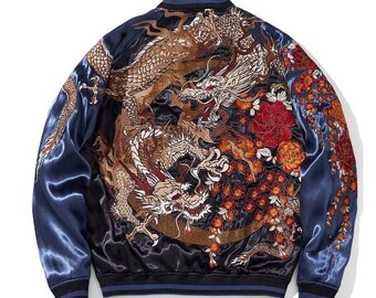 Dragon Bomber Jacket Asian Men's Gift Man's Tattoo Rockabilly