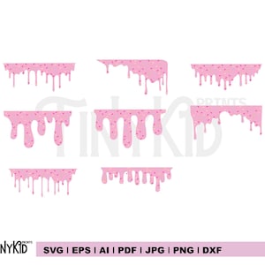Tropfende Ränder SVG, Schmelzender Tropfen Clipart, Kuchendekoration SVG, Donut tropfende Ränder, Schleim Flüssigkeit Schnittdateien für Cricut & Silhouette