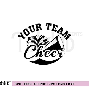 Cheer Svg, Cheerleader svg, Cheerleading shirt design, Megaphone, Pom, Pom, Cheer Cone svg, Silhouette, Digital File, Cheer Team Shirt
