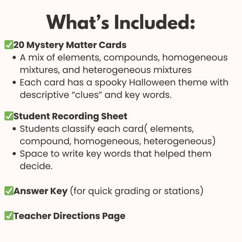 Halloween Science: Classifying Matter Task Cards (PDF) - Etsy