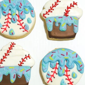Homemade Baseball Drip Sugar Cookies