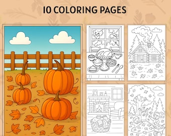 Autumn Coloring Pages: Cozy Harvest Scenes for Kids (PDF Download)