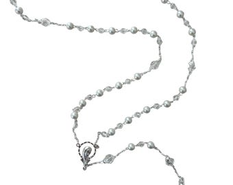 Silver-Plated Rosary with Pearls