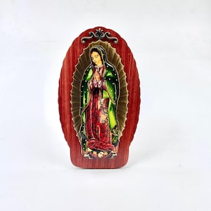 Our Lady of Guadalupe Alter Shrine 4 IN tall | Nuestra Senora de Guadalupe estatua de madera 4 pulgadas