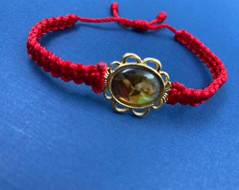 Saint Benedict red paracord woven bracelet / San Benito pulsera roja