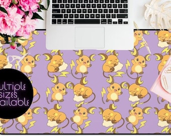 Kawaii Raichu Pocket Beast Desk Mat, Raichu Poke Desk Mat, Large Gaming Mouse Pad, for cozy workspaces, Anime Lovers, Kawaii Decor Gifts