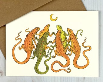 Salamander Circle - 5x7 eastern red spotted newt notecard