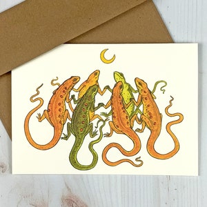 Salamander Circle - 5x7 eastern red spotted newt notecard