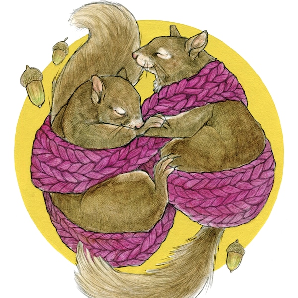 Cozy Squirrels - Archival Print