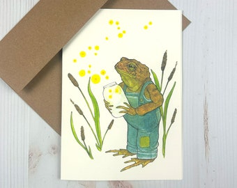 Toad with Firefly Jar -  5x7 Notecard