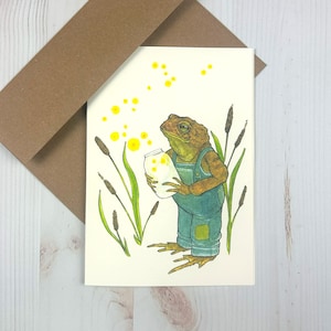 Toad with Firefly Jar -  5x7 Notecard