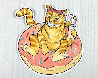 Cat Pool Party Vinyl Sticker