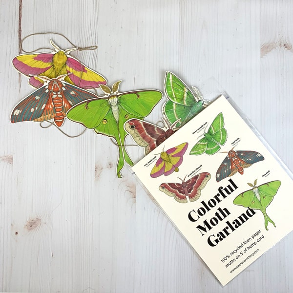 Colorful Moth Illustrated Garland