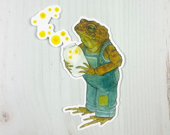 Toad with Firefly Jar Matte Vinyl Sticker