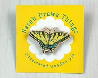 Tiger Swallowtail - 1.5" illustrated wooden pin