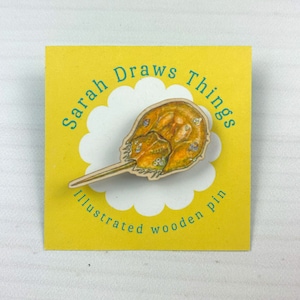 Horseshoe Crab - 1.5&quot; illustrated wooden pin