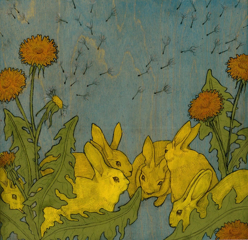 Dandelion and Rabbits Archival Print image 1