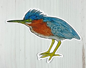 Green Heron Matte Vinyl Sticker