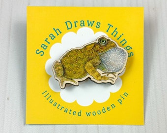 American Toad - 1.5" illustrated wooden pin