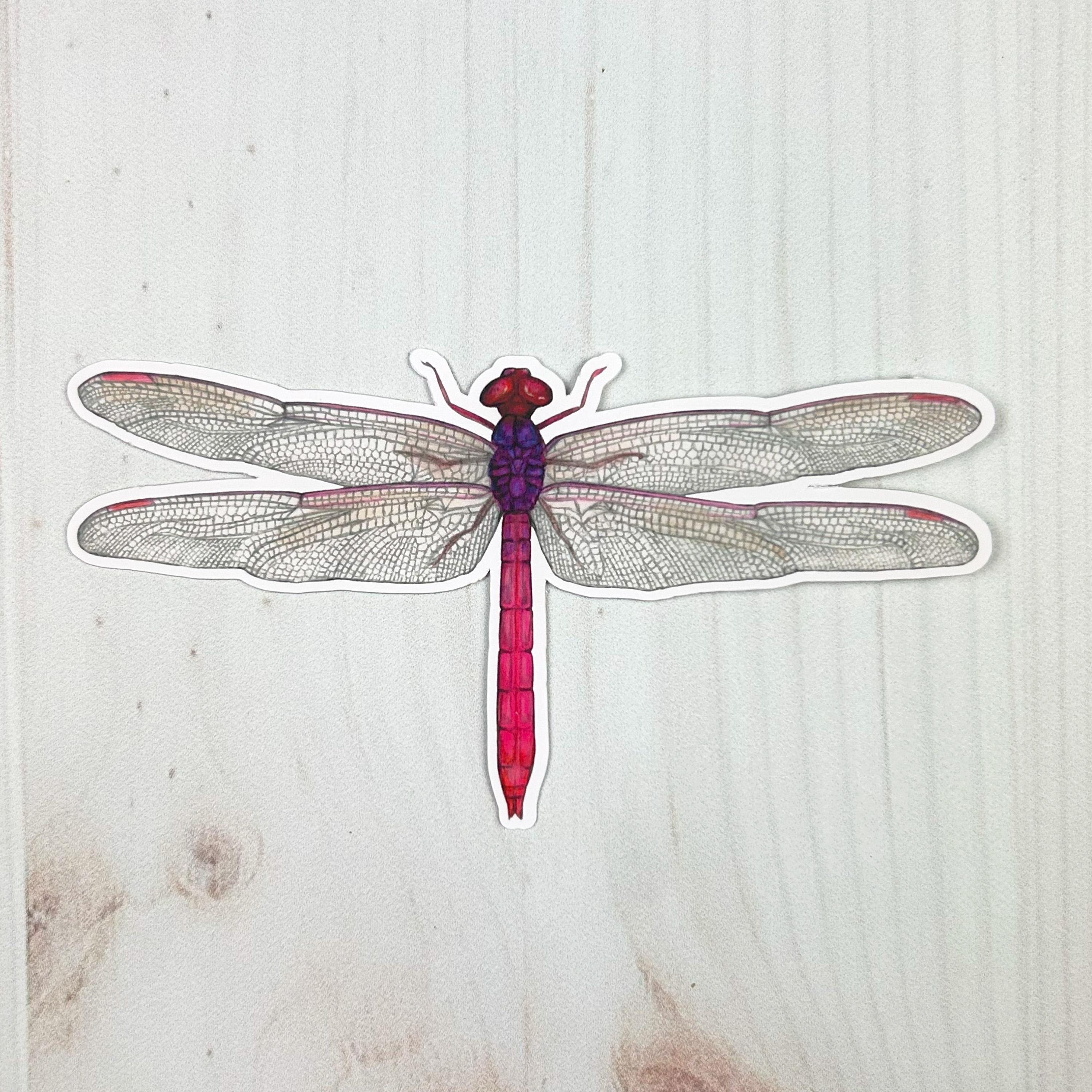 Roseate Skimmer Dragonfly Matte Vinyl Sticker