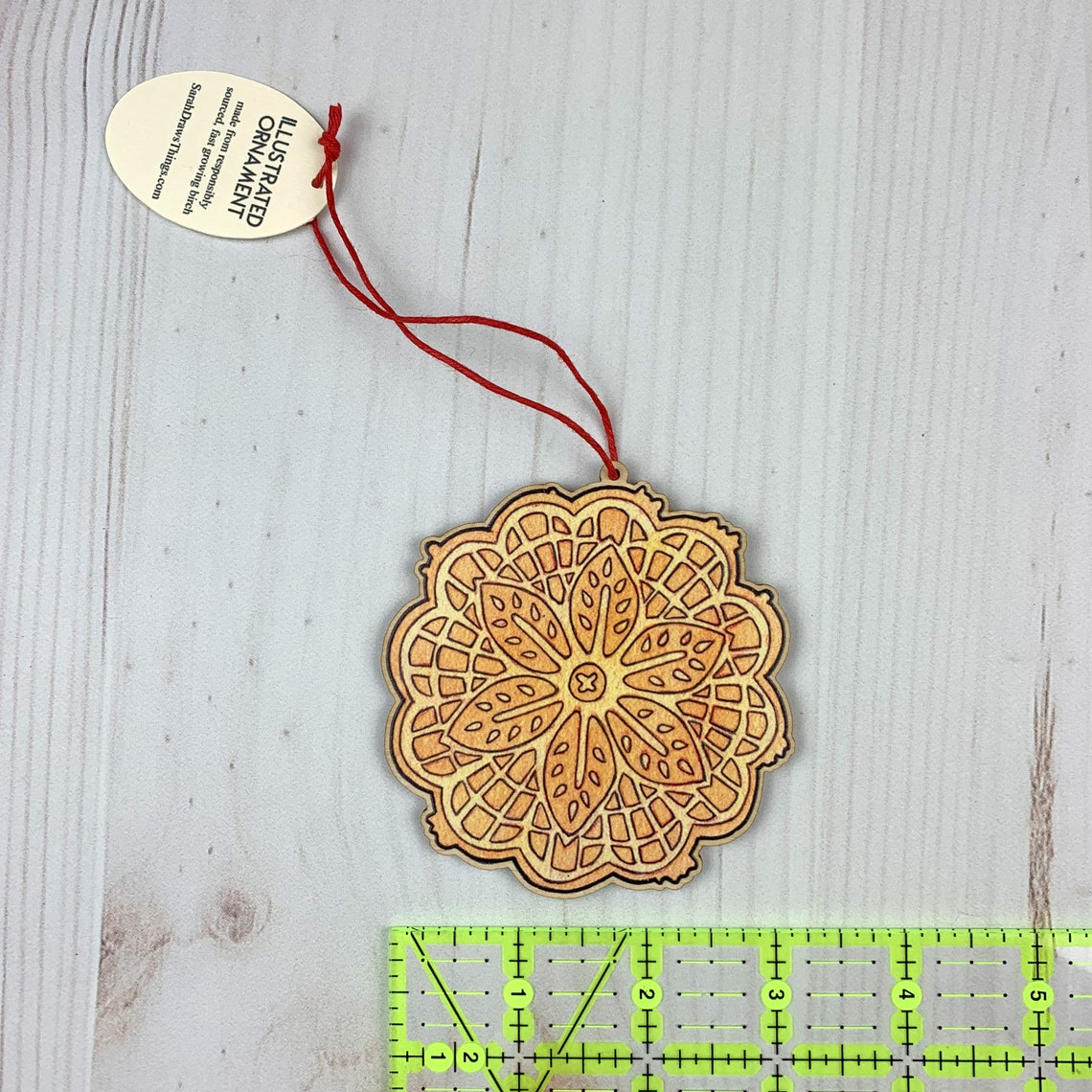 Pizzelle 3.5 Illustrated Wooden Tree Ornament Etsy