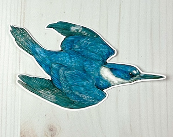Diving Kingfisher Matte Vinyl Sticker