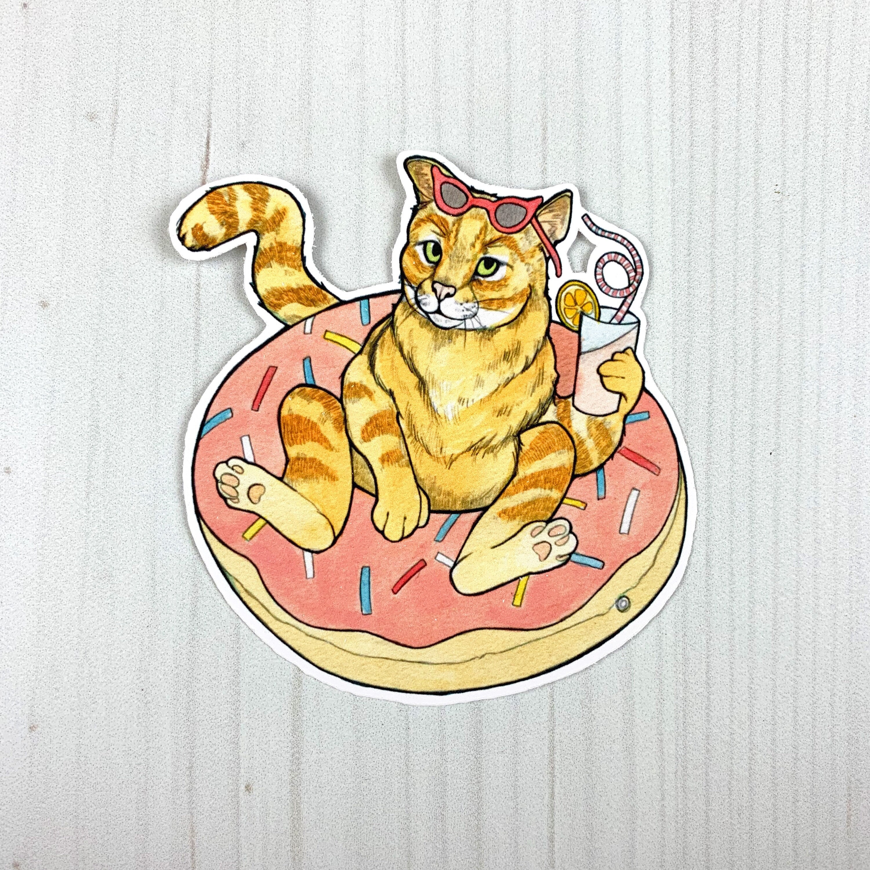 Party Cat Sticker Cat Pool Party Vinyl Sticker - Etsy