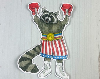 Raccoon Balboa Matte Vinyl Sticker