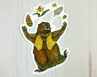 Juggling Groundhog Matte Vinyl Sticker